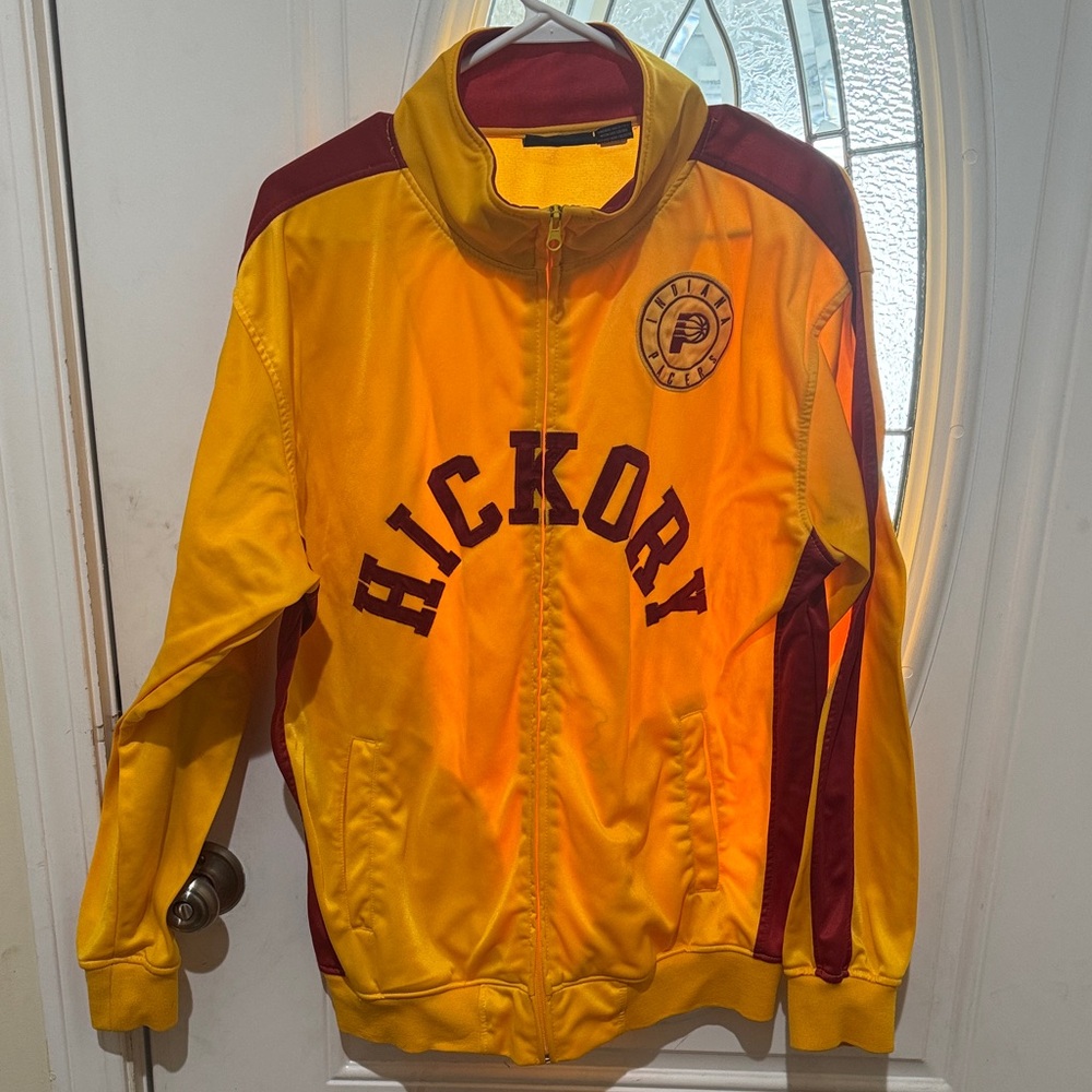 Indiana Pacers (Hickory) Throwback Jacket with matching Mitchell & Ness fitted